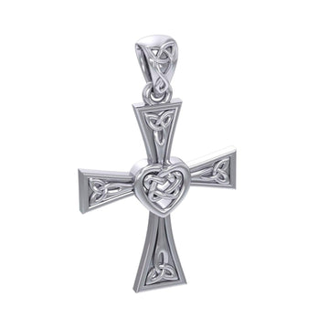 Celtic Cross with Heart Silver Pendant TPD5973 - Jewelry